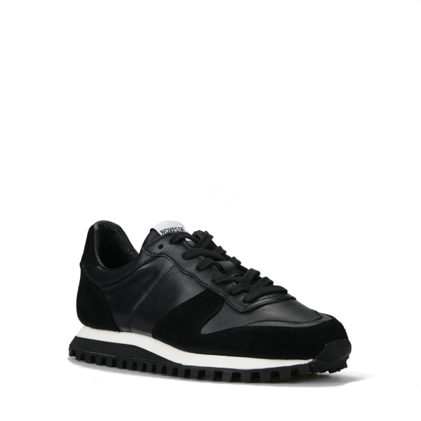 Black Novesta Marathon Leather Men's Running Shoes | W92lQLELGKC