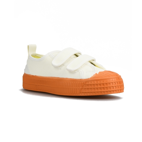 White / Orange Novesta S.M.Kid Velcro 10 Wht / 840 Oran Kids' Sneakers | 4yZTazITKg5